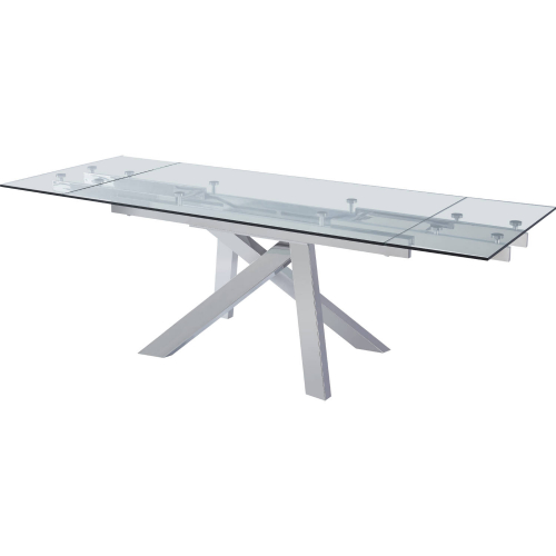 Premier 63" Extension Dining Table in Glass & Stainless Steel